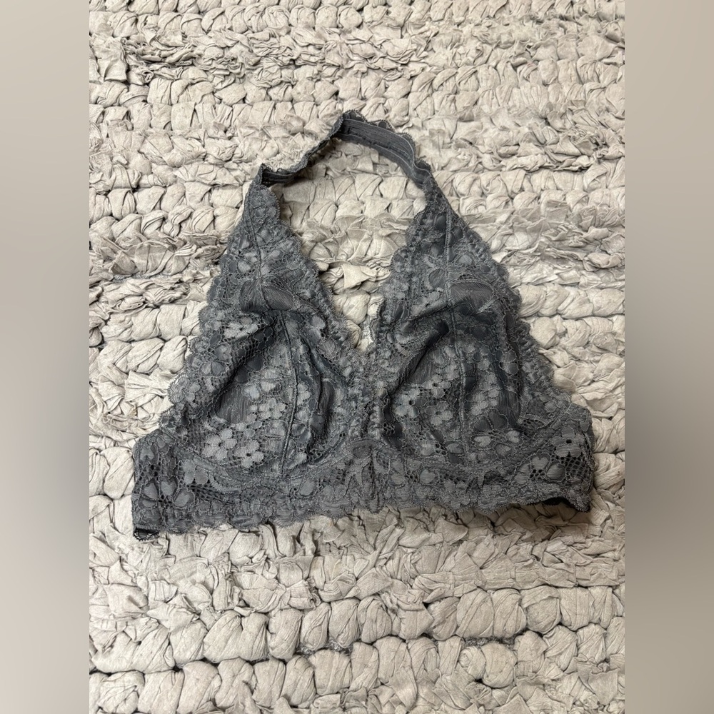 Intimately Free People Lace Halter Style Bralette in Gray